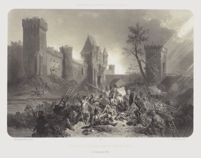 Juana de Arco herida ante los muros de París, 8 de septiembre de 1429 de Adolphe Jean Baptiste (after) Bayot