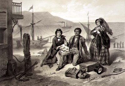 La llegada a Canadá, lámina 12 de "La cabaña del tío Tom" de Harriet Beecher Stowe (1811-96) grabada por Claude Regnier (fl.1840-66) (litografía) de Adolphe Jean Baptiste (after) Bayot
