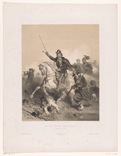Rey Victor Emmanuel II de Italia en la Batalla de Palestro Le roi Victor Emmanuel II (título sobre objeto) de Adolphe Jean Baptiste Bayot