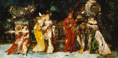 Personajes en una terraza con Fausto y Mefisto, c.1875-1880 de Adolphe Joseph Thomas Monticelli