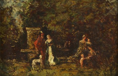 Figuras elegantes en un claro del bosque, c.1860-80 de Adolphe Joseph Thomas Monticelli