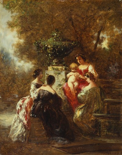 Figuras en un parque de Adolphe Joseph Thomas Monticelli
