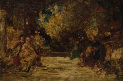 Figuras en una terraza, sin fecha (óleo sobre tabla de madera) de Adolphe Joseph Thomas Monticelli