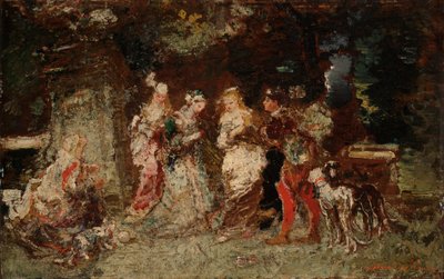 escena del jardín de Adolphe Joseph Thomas Monticelli