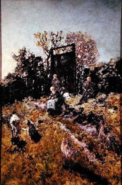 Paisaje con figuras y cabras, antes de 1866 de Adolphe Joseph Thomas Monticelli