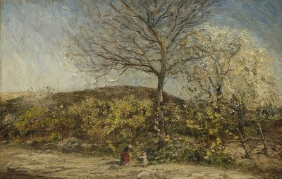 Paisaje con huerto en flor de Adolphe Joseph Thomas Monticelli