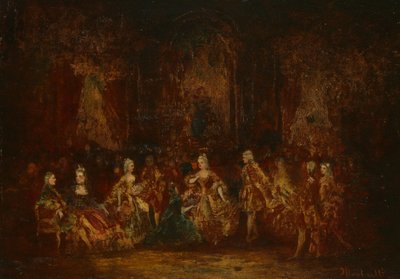 Personas con trajes Luis XV, c.1880 (óleo sobre tabla acunada) de Adolphe Joseph Thomas Monticelli