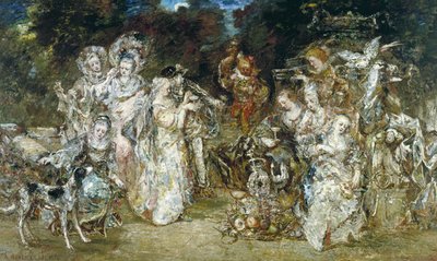 Reunión en un parque en la época de los Valois de Adolphe Joseph Thomas Monticelli