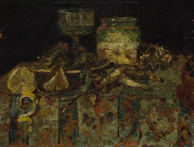 Naturaleza muerta: Ostras, pescado, c. 1880 de Adolphe Joseph Thomas Monticelli
