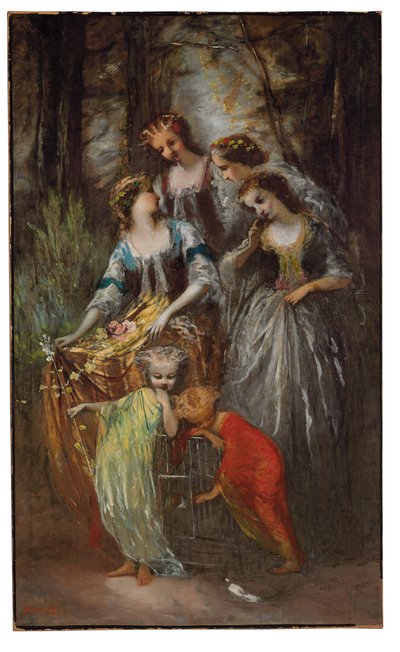 La emperatriz Eugenia y sus asistentes de Adolphe Joseph Thomas Monticelli