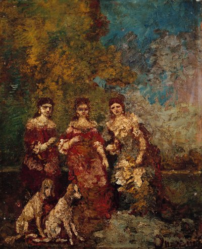 Tres mujeres en el parque de Adolphe Joseph Thomas Monticelli