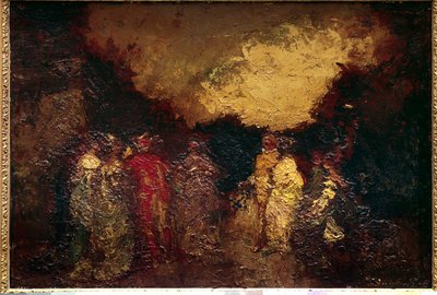 Paseo en un parque al anochecer Pintura de Adolphe Monticelli (1824-1886) de Adolphe Joseph Thomas Monticelli