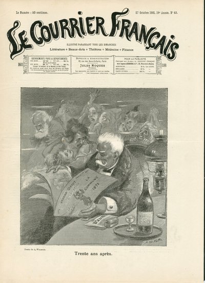 Portada de Le Courrier français, número 43, Satírico en N & B de Adolphe Leon Willette