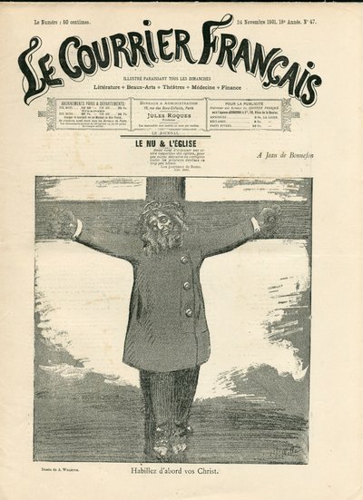 Portada de "The Courier français", número 47, Satírico en N & B de Adolphe Leon Willette