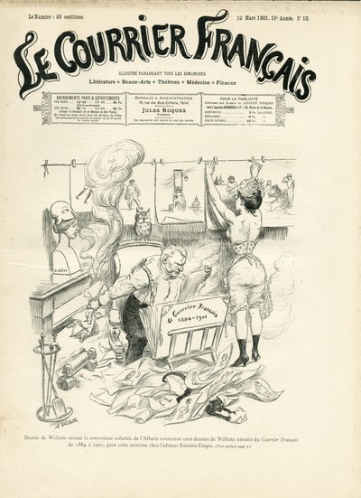 Ilustración de Adolphe dit Willette (1857-1926) para la portada de Le Courrier francés de Adolphe Leon Willette