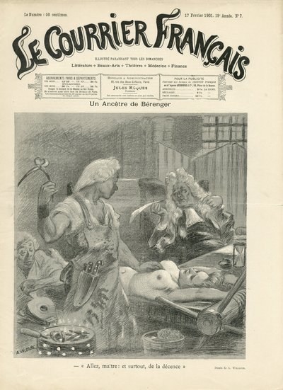Ilustración de Adolphe dit Willette (1857-1926) para la portada de Le Courrier francés de Adolphe Leon Willette