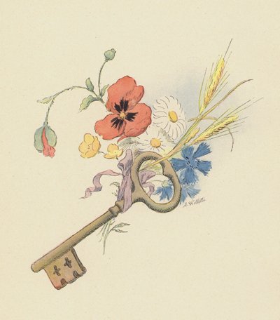 Llave y flores de Adolphe Leon Willette