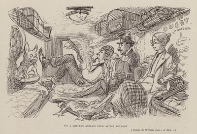 Sólo los ingleses saben viajar (litografía) de Adolphe Leon Willette