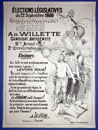 Póster promoviendo la elección del artista en las Elecciones Legislativas de septiembre de 1889 de Adolphe Leon Willette