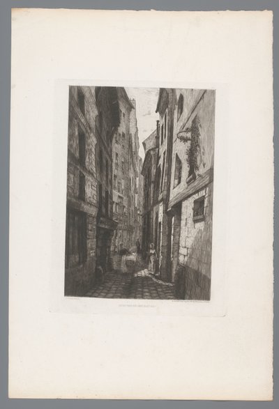 Vista de la calle Saint Éloi
Ancien Paris Rue Saint Éloi (título en el objeto)
Grabados franceses de 1874 (título de la serie)
L