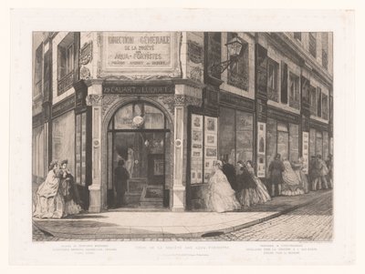 Vista del negocio de Cadart y Luquet con damas y caballeros en los escaparates
Siège de la société des Aqua-fortistes (título en el objeto)
Eaux-Fortes Modernes: Originales et Inédites (título de la serie) de Adolphe Martial Potemont