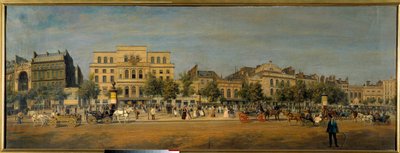Transformaciones de París bajo el Segundo Imperio, Haussmann París: Vista general de los Teatros del bulevar du Temple antes de la apertura del bulevar Prince Eugene de Adolphe Martial Potemont