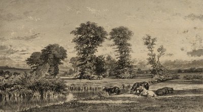 Caballos pastando de Adolphe Mouilleron