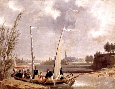 Louis-Philippe y su familia en un barco en Neuilly de Adolphe Roehn
