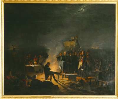 Napoleón en su vivac en el campo de batalla de Wagram ... (pintura sobre lienzo) de Adolphe Roehn
