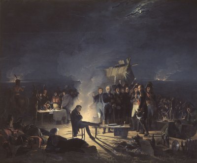 El vivac de Napoleón en el campo de batalla de Wagram en la noche del 5 al 6 de julio de 1809 de Adolphe Roehn