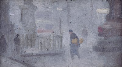 Estudio para base de estatuas, Albert Square, c.1910 (óleo sobre tabla) de Adolphe Valette