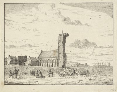 Torre derrumbada en Egmond aan Zee, 1741 de Adriaan Spinder