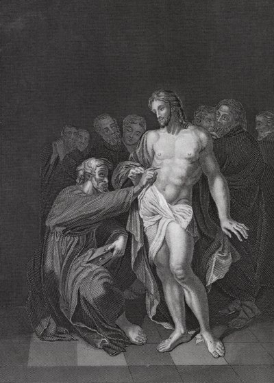 La Incredulidad de Santo Tomás, Juan, Cap 20, vs 26-29 (grabado) de Adriaan van der (after) Werff