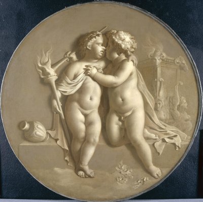 Dos putti con llamas de amor, Alegoría del amor, 1696 de Adriaan van der Werff