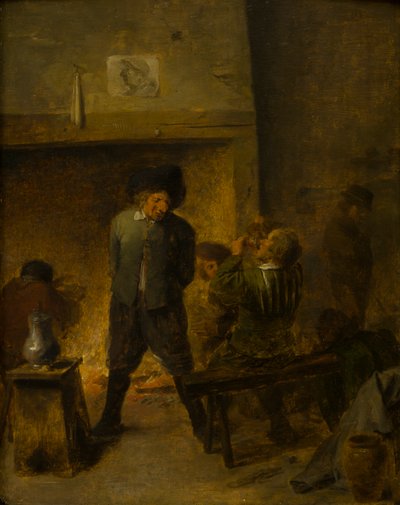 Una escena de taberna, c.1625-38 (óleo en panel) de Adriaen (follower of) Brouwer