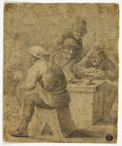 Cuatro campesinos a la mesa de Adriaen Brouwer
