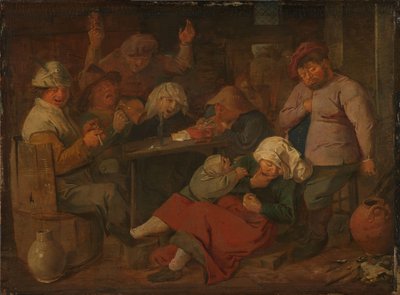 Gente pobre bebiendo en una taberna de Adriaen Brouwer