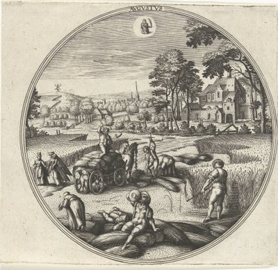 Agosto Avgvstvs (título en objeto) Los doce meses (título de la serie) de Adriaen Collaert
