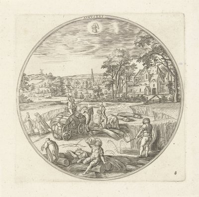 Agosto Avgvstvs (título en objeto) Los doce meses (título de la serie) de Adriaen Collaert
