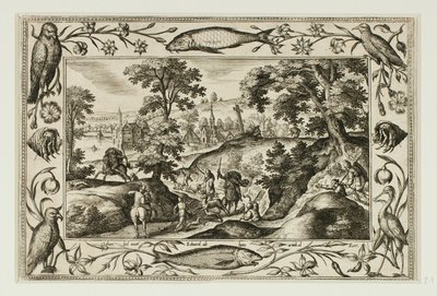 Caza del ciervo, de Paisajes con escenas del Antiguo y Nuevo Testamento y Escenas de caza de Adriaen Collaert