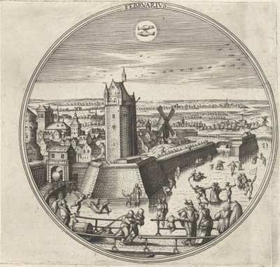 Febrero Febrvarivs (título sobre el objeto) Los doce meses (título de la serie) de Adriaen Collaert