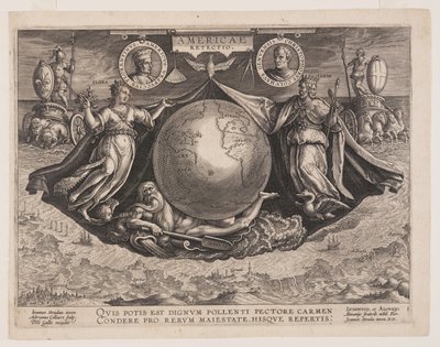 Frontispicio, de Americae Retectio (El descubrimiento de América) de Adriaen Collaert