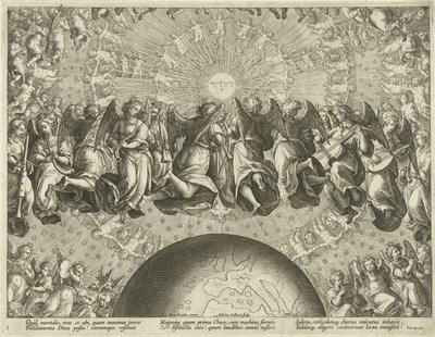 La respuesta de Dios a Job Ángeles músicos, serafines y querubines Elogio a la música (título de la serie) Encomium Musices (título de la serie) de Adriaen Collaert