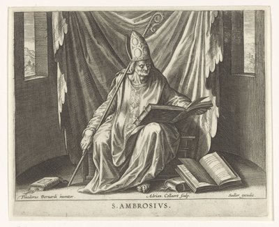 Padre de la Iglesia Ambrosio Los cuatro padres de la iglesia (título de la serie) de Adriaen Collaert