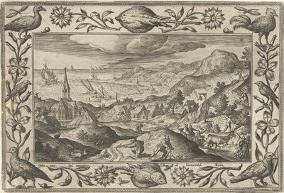 Caza de conejos Paisajes con escenas bíblicas, mitológicas y escenas de caza (título de la serie) de Adriaen Collaert