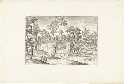Paisaje con los Viajeros de Emaús Paisajes alrededor de Amberes (título de la serie) de Adriaen Collaert