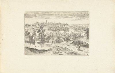 paisaje con un estanque Paisajes alrededor de Amberes (título de la serie) de Adriaen Collaert