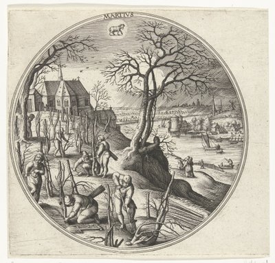 Marzo Martivs (título sobre objeto) Los doce meses (título de la serie) de Adriaen Collaert