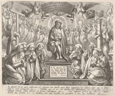 Hombre de Dolores con las Tres Marías y los Evangelistas de Adriaen Collaert