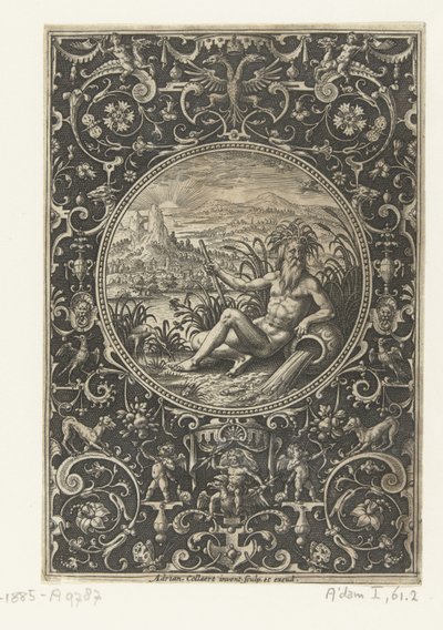 Medallón en el que un dios del río Medallones con figuras del Juicio de París (título de la serie) de Adriaen Collaert